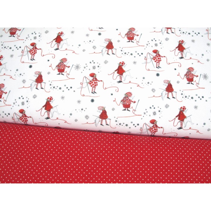 acufactum Stoffpaket Fadenengel Baumwolle Stoffe Punkte Dots Tupfen Pünktchen Weihnachten 72026