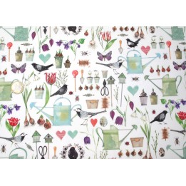 Baumwollstoff Kerstin Heß Garten Blumen Tiere Vögel acufactum