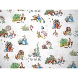 Patchworkstoff Peter Hase creme Baumwolle Stoff Kinderstoff Tierstoff
