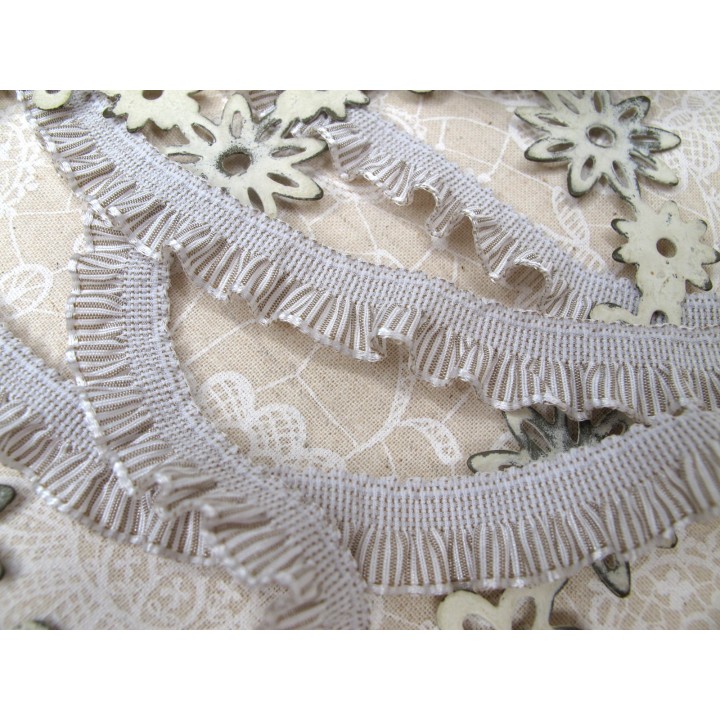 Rüschenband beige creme Streifen Borte Spitze Band Zierband Schmuckborte