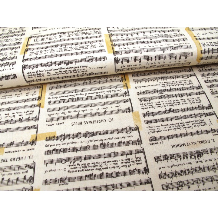 Tim Holtz Eclectic Noten Texte Wörter Weihnachten Baumwolle Stoff Patchworkstoff