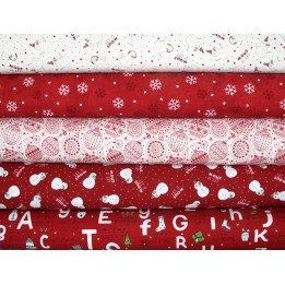 Stoffpaket Weihnachtsstoffe Schneemann Baumwolle Stoffe Sterne 75048