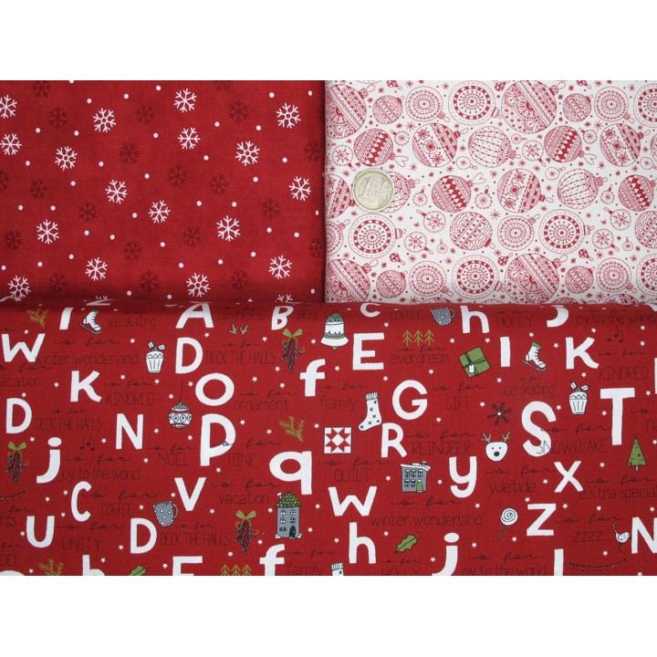 Stoffpaket Weihnachtsstoffe Schneemann Baumwolle Stoffe Sterne 75048