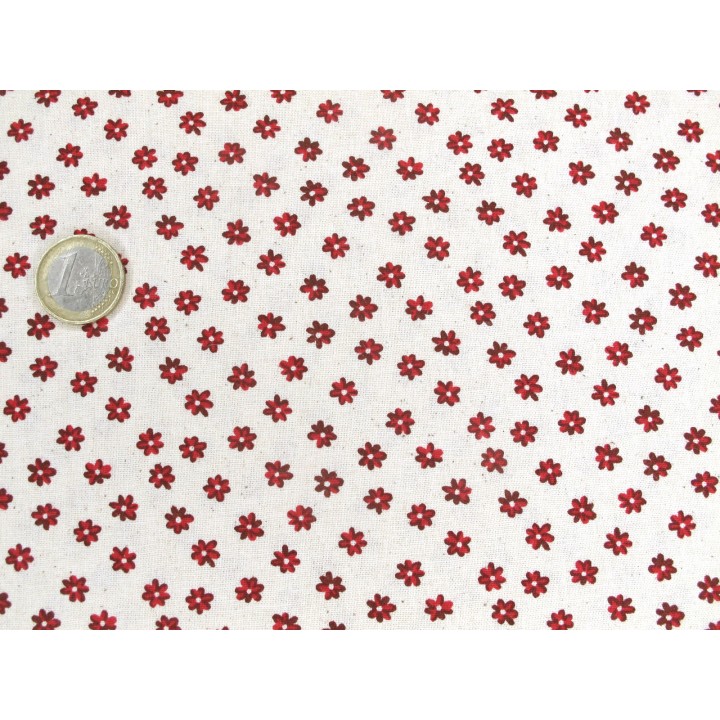 Baumwolle Blümchen Stoff rot creme Blumen