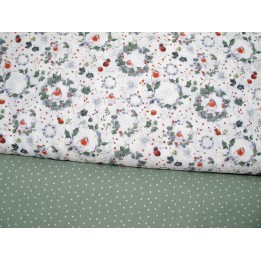 Stoffpaket Rotkehlchen acufactum Weihnachtsstoff Baumwolle Tierstoff Ilex Efeu Punkte  72053