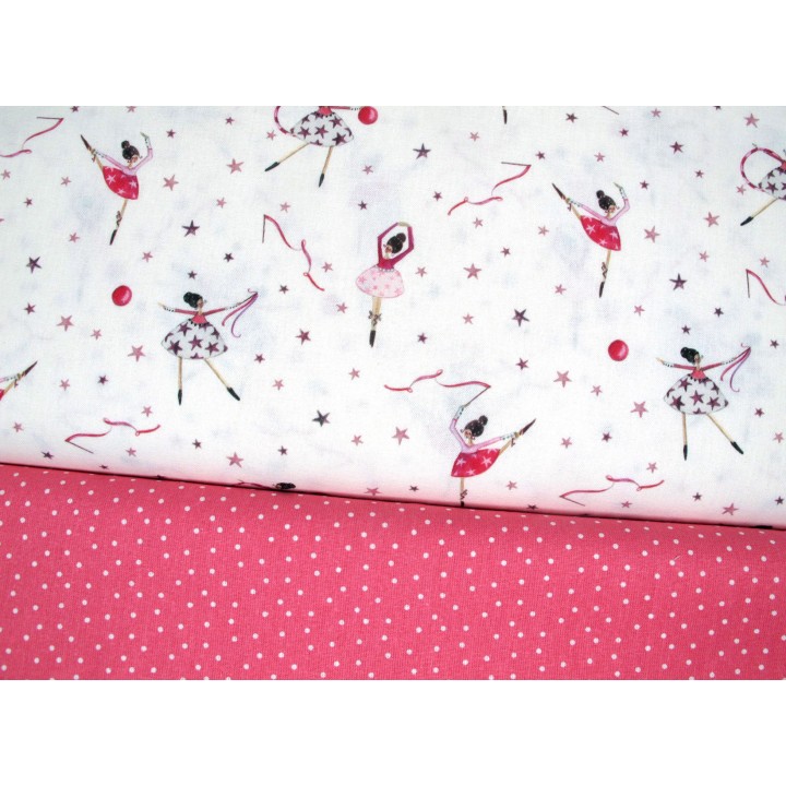 Stoffpaket Ballerina Baumwollstoff  Punkte Kinderstoff Tänzerin acufactum Silke Leffler 72030