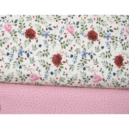 Stoffpaket Westfalenstoffe Baumwolle Florenz Blätter Rosen Punkte 72042