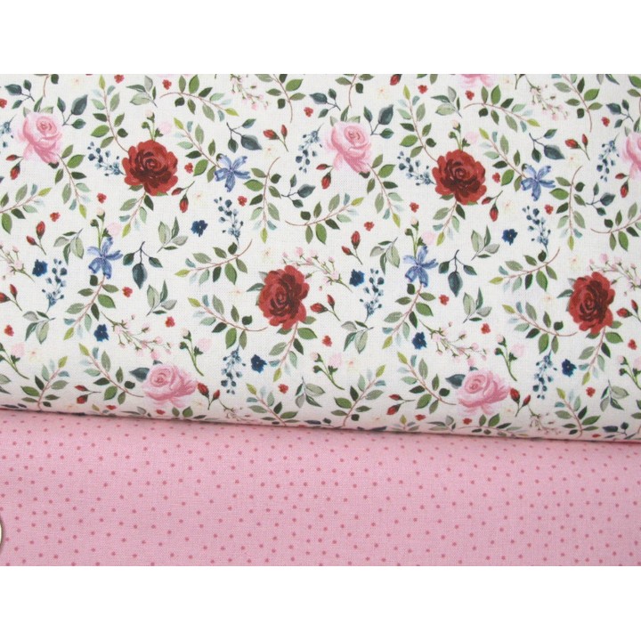 Stoffpaket Westfalenstoffe Baumwolle Florenz Blätter Rosen Punkte 72042