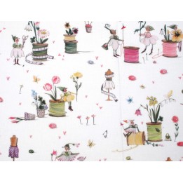 acufactum Stoff Fadenspiel Frühling Baumwolle Elfen Garnrollen Ostern Blumen Schneiderpuppe Mädchen