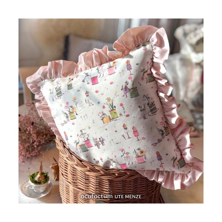 acufactum Stoff Fadenspiel Frühling Baumwolle Elfen Garnrollen Ostern Blumen Schneiderpuppe Mädchen