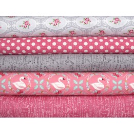 Patchwork Stoffpaket Schrift Dots Baumwolle Blumen Tiere Schwan Kinderstoff 75042