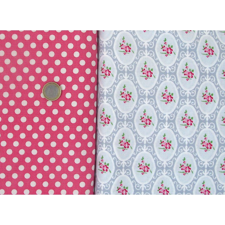 Patchwork Stoffpaket Schrift Dots Baumwolle Blumen Tiere Schwan Kinderstoff 75042