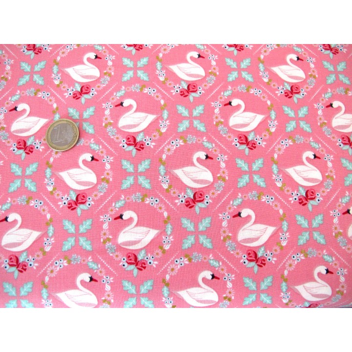 Patchwork Stoffpaket Schrift Dots Baumwolle Blumen Tiere Schwan Kinderstoff 75042