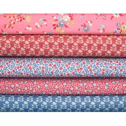 Tilda Stoffpaket Baumwolle Blumen rosa blau 75076