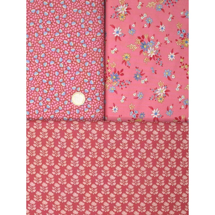 Tilda Stoffpaket Baumwolle Blumen rosa blau 75076