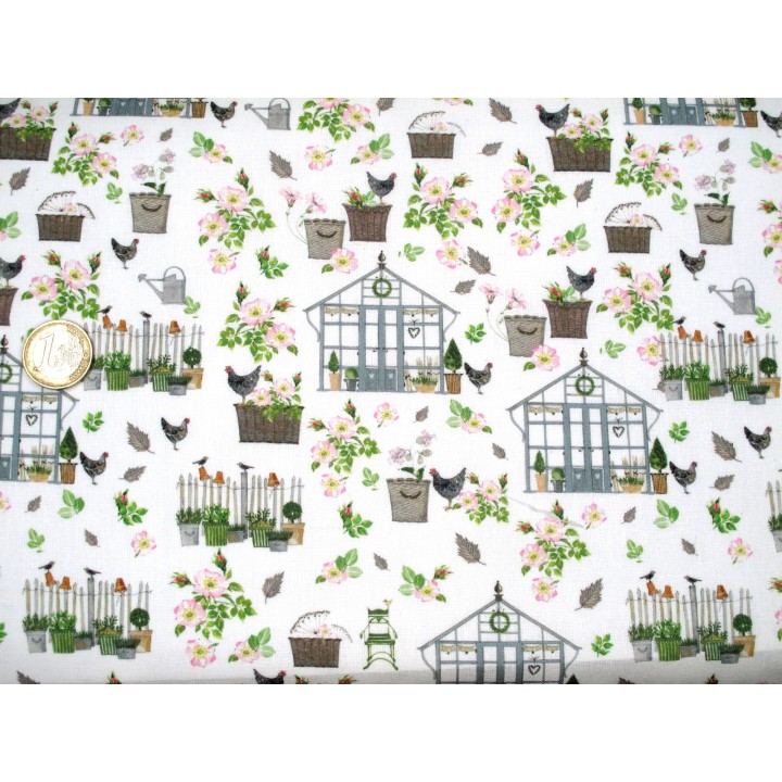 acufactum Stoffpaket Baumwolle Stoff tiere Blumen Garten Garten Frühling 75002