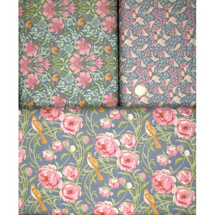 Tilda Stoffpaket Blumen Frauen Baumwolle Punkte Songbird Art Nouveau 75092