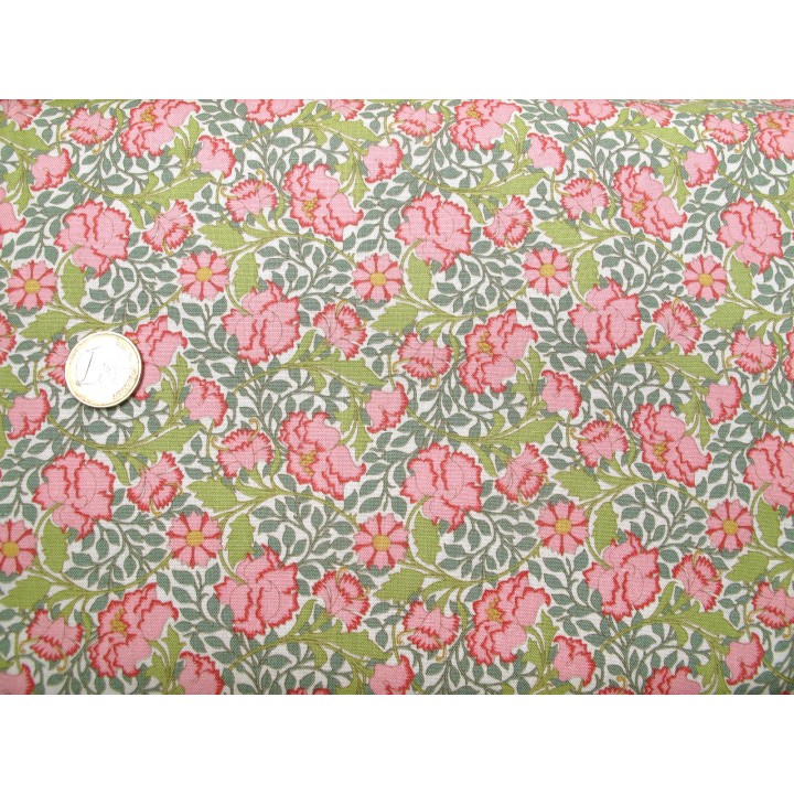 Tilda Stoffe Nelken Blumen Blätter Baumwolle Patchwork Quilten Songbird