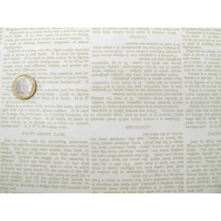 Stoff Schrift Text Patchwork Baumwolle Quilten Textzeilen Zeitungsseite Buchstaben