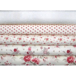 Patchwork Stoffpaket Blumen rosa vanille  Rosen Blümchen Baumwolle Stoff75047