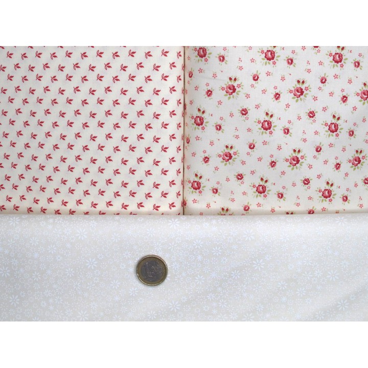 Patchwork Stoffpaket Blumen rosa vanille  Rosen Blümchen Baumwolle Stoff75047