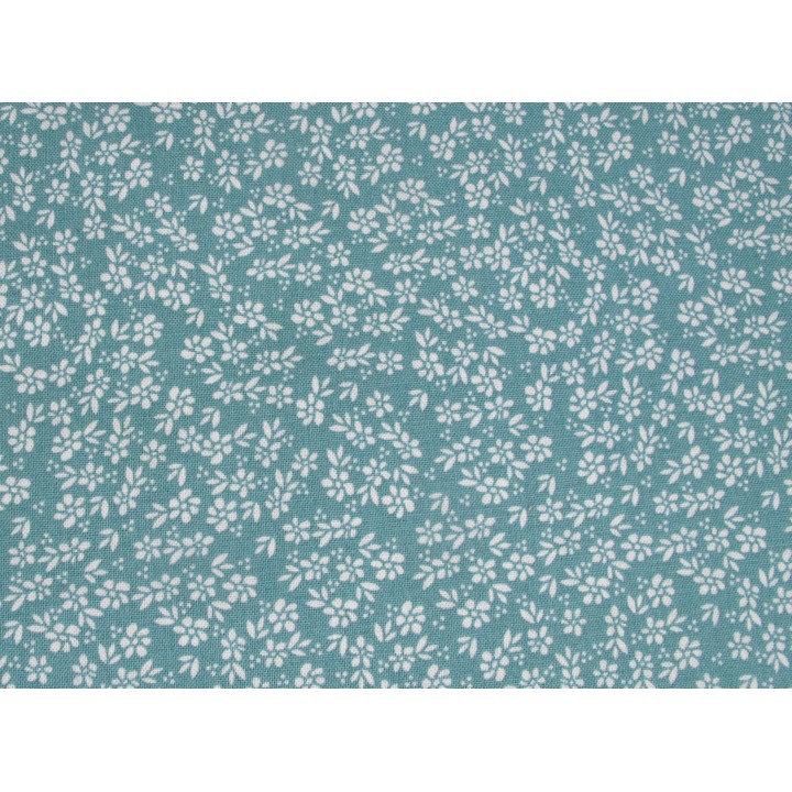 Patchworkstoff Blümchen Laguna Sunrise Baumwolle Blumen Millefleur türkis weiß