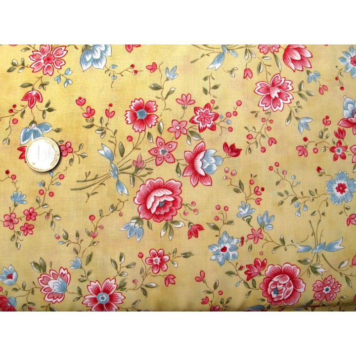 Stoff Blumen Promenade Patchwork Rosen Ranken Baumwolle Quilten