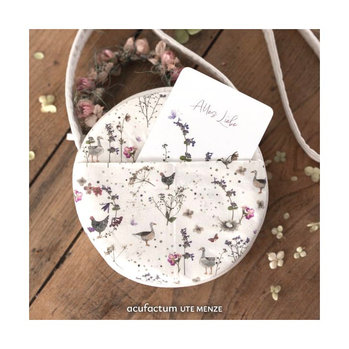acufactum Baumwollstoff Hühner Gänse Tiere Landhausromantik Kerstin Heß Blumen Frühling