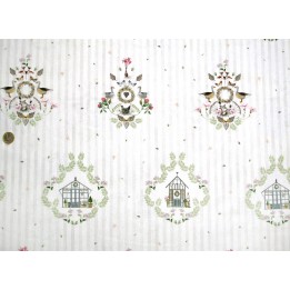 Stoff acufactum Landhausornamente Tiere Hühner Blumen Gänse Baumwolle Ostern Frühling Kerstin Heß