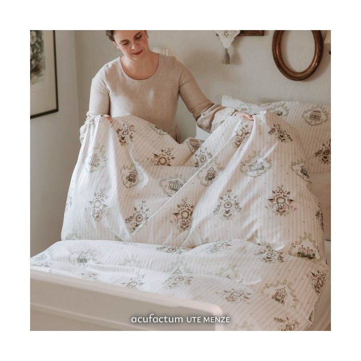 Stoff acufactum Landhausornamente Tiere Hühner Blumen Gänse Baumwolle Ostern Frühling Kerstin Heß