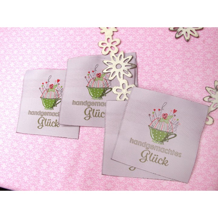 Label acufactum Nadelkissen Patch Web-Etikett Aufnäher Deko handgemachtes Glück