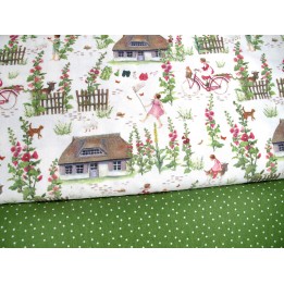 Stoffpaket Daniela Drescher Baumwolle Häuser Punkte Kinderstoff acufactum Blumenstoff 72010