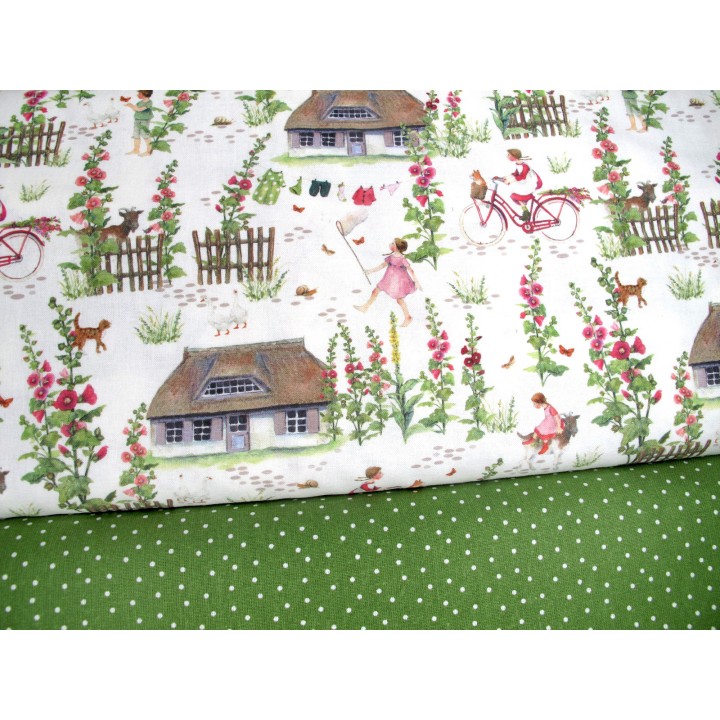 Stoffpaket Daniela Drescher Baumwolle Häuser Punkte Kinderstoff acufactum Blumenstoff 72010