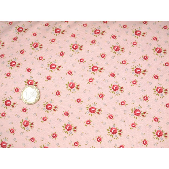 Patchworkstoff kleine Rosen Lyda Rose Baumwolle Meterware Röschen Blumen Moda