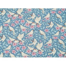 Fat Quarter Tilda Stoff Tauben Songbird Baumwolle Blumen Vögel Blätter Tiere
