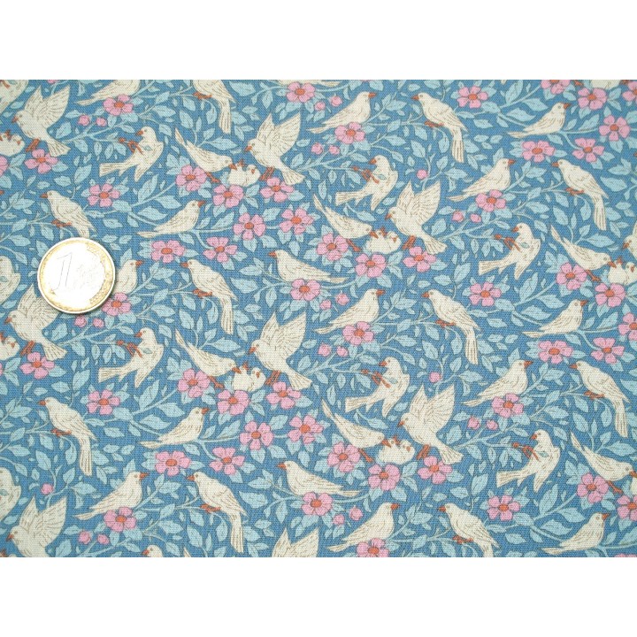 Fat Quarter Tilda Stoff Tauben Songbird Baumwolle Blumen Vögel Blätter Tiere