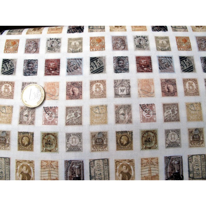 Tim Holtz Eclectic Stamps Patchworkstoff Baumwolle Briefmarken Junk Journal