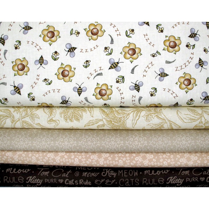 Patchwork Stoffpaket ocker braun Bienen 75045