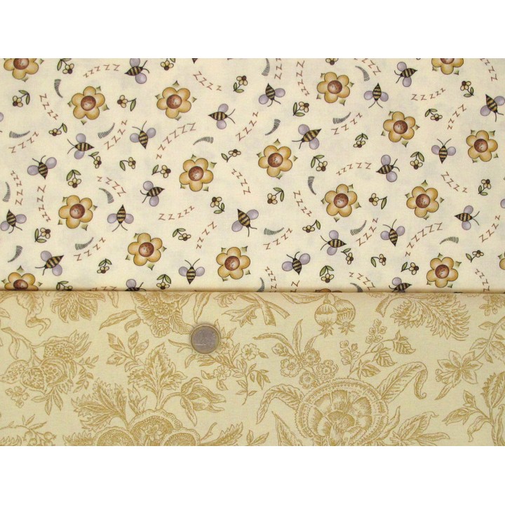 Patchwork Stoffpaket ocker braun Bienen 75045