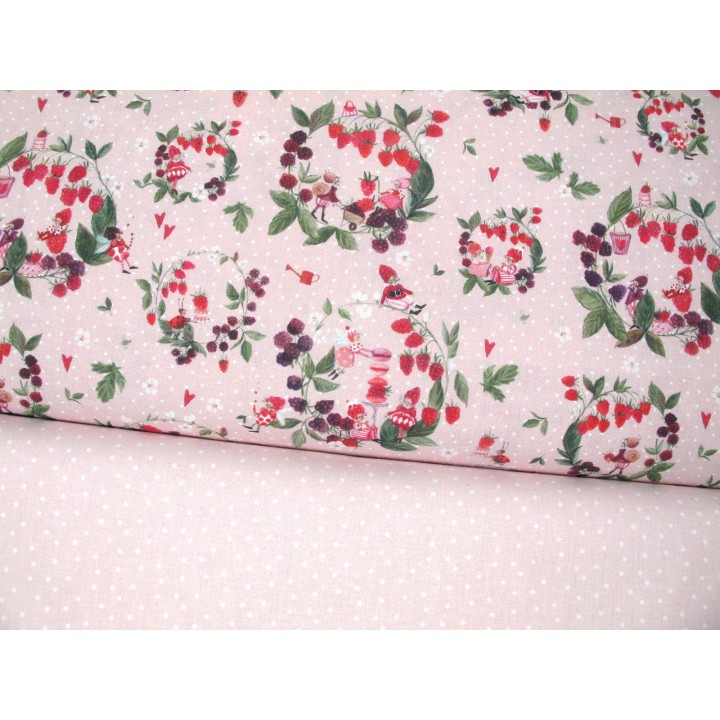 Stoffpaket Baumwolle acufactum Elfen Früchte Stoffe Sommer Frühling Punkte Himbeeren72029