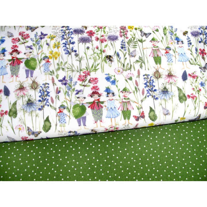 Stoffpaket Baumwolle Blumen Bienen Schmetterlinge acufactum Blumenkinder 72068