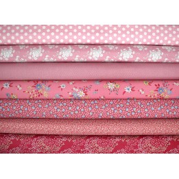 Tilda Stoffpaket Blumen Punkte Baumwollstoffe rosa 77018