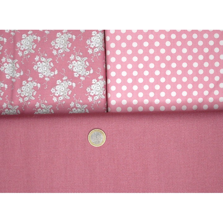 Tilda Stoffpaket Blumen Punkte Baumwollstoffe rosa 77018