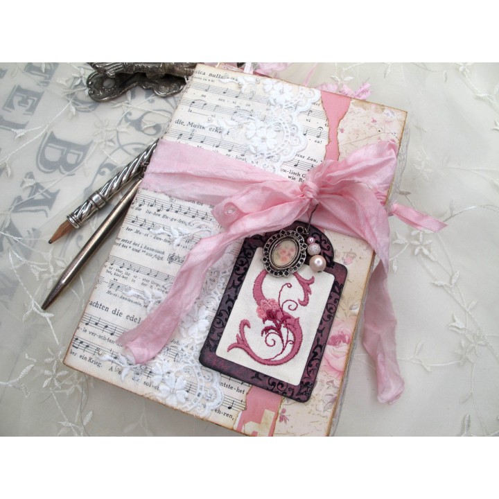 Junk Journal Tagebuch Akkordeon romantisch rosa