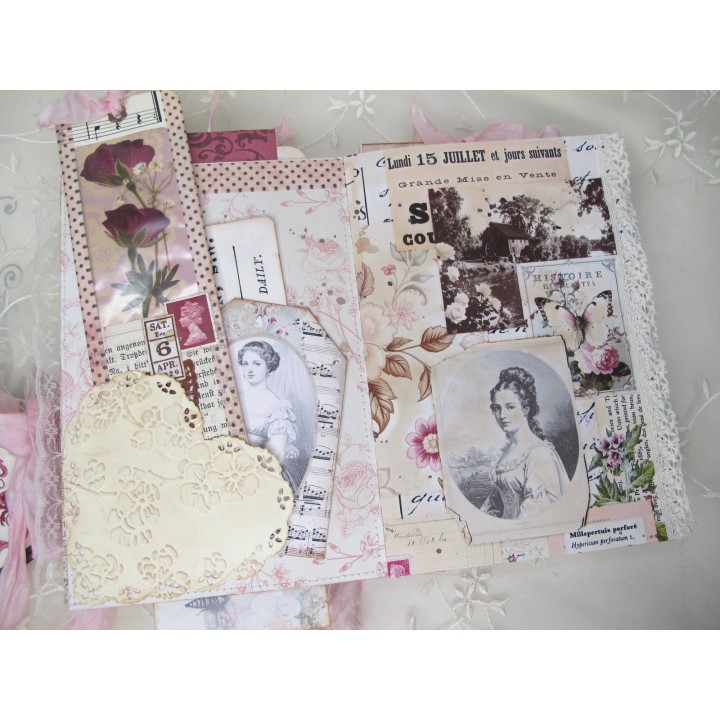 Junk Journal Tagebuch Akkordeon romantisch rosa