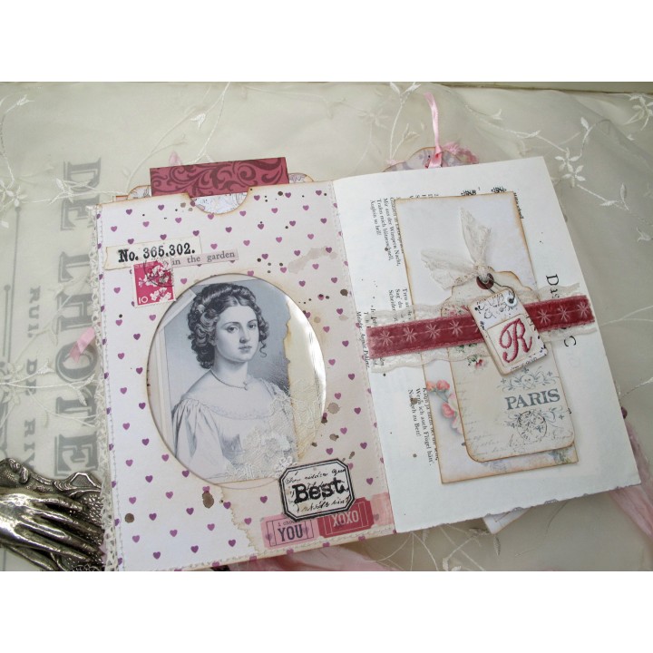 Junk Journal Tagebuch Akkordeon romantisch rosa