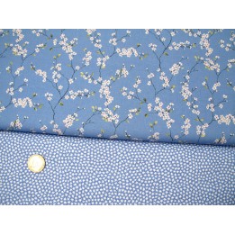 Stoffpaket Baumwolle Kirschblüten Blumen Westfalenstoffe Sterne hellblau 72073