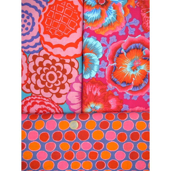 Stoffpaket Baumwolle Blumen Dots Stoffe Kaffe Fassett