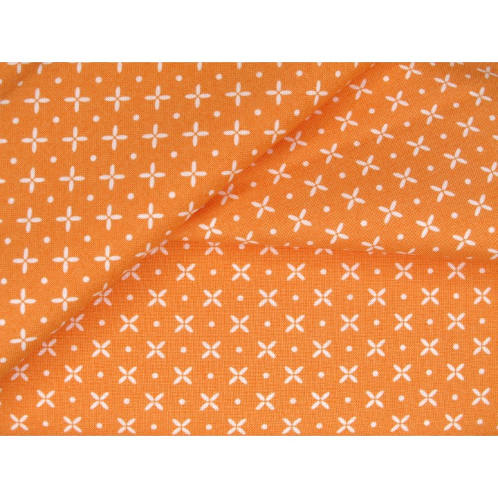 Patchworkstoff Kreuzchen Punkte Baumwolle Stoff Meterware Laguna Sunrise