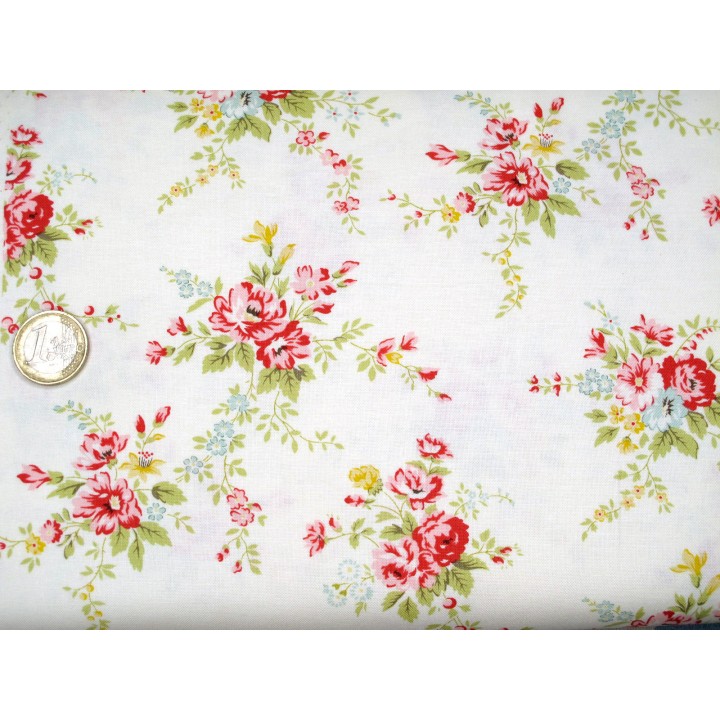 Stoff Rosen Blumen Baumwolle Meterware Lyda Rose Patchworkstoff